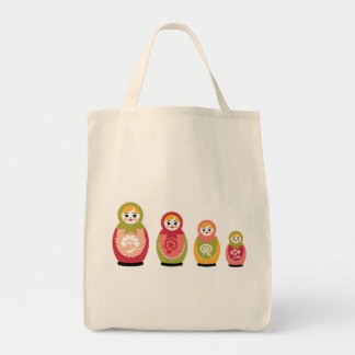 russian dolls grocery tote bag