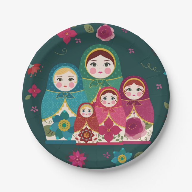 Russian Dolls Paper Plate (Front)