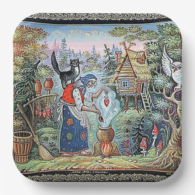 RUSSIAN  FAIRYTALE "BABA JAGA" PAPER PLATE (Front)