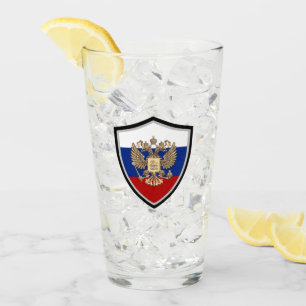 Russian flag-coat arms glass