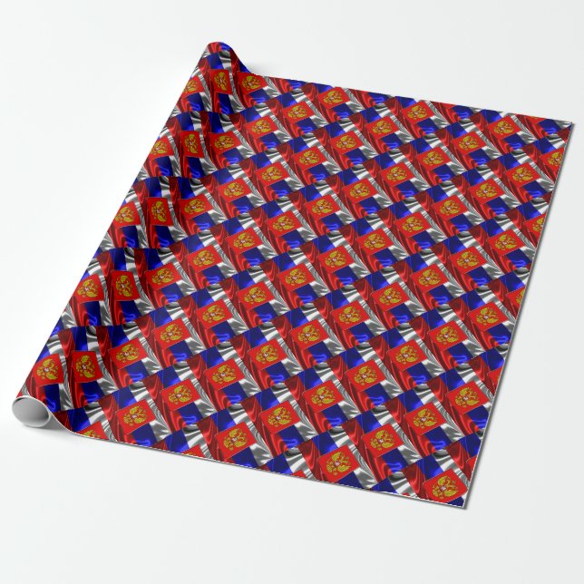 Russian flag-coat arms wrapping paper (Unrolled)