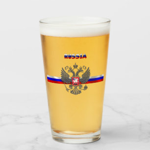 Russian flag-coat of arms glass
