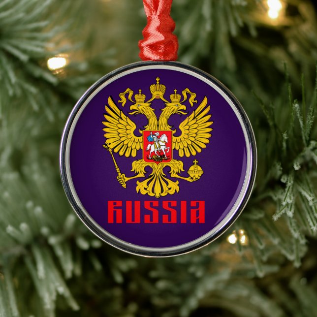 Russian Flag Imperial Eagle Russian Orthodox Metal Tree Decoration (Tree)