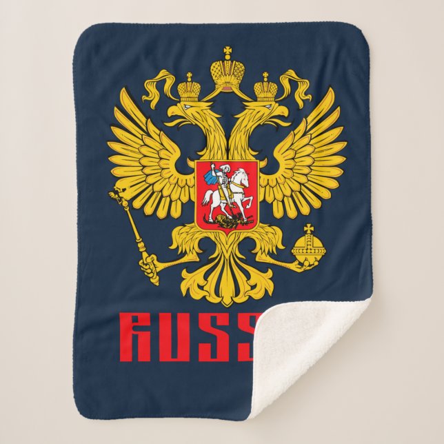 Russian Flag Imperial Eagle Russian Orthodox Sherpa Blanket (Front)