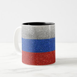 Russian Flag of Russia Glitter Home Office Coffee Two-Tone Coffee Mug