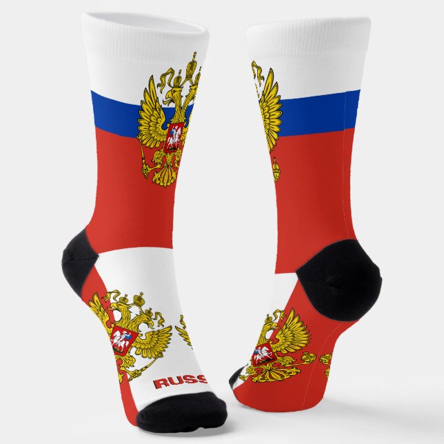 Russian Flag Patriotic, Sustainable Russia Premium Socks (Angled)