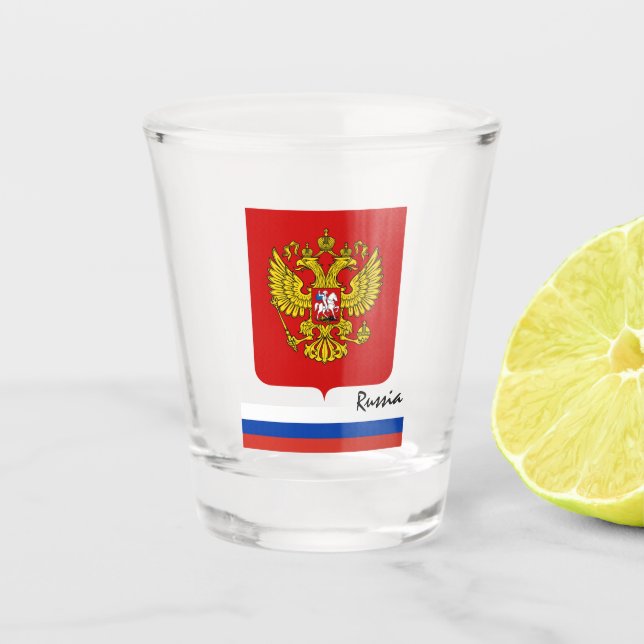 Russian Flag & Russia country patriot / sports Shot Glass (Front)