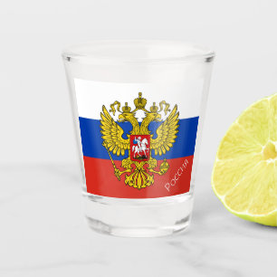 Russian Flag & Russia country patriot / sports Shot Glass