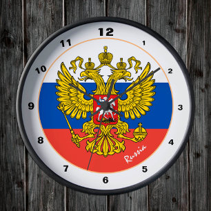 Russian Flag & Russia trendy fashion / design Round Clock