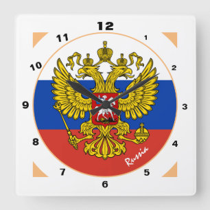 Russian Flag & Russia trendy fashion / design Square Wall Clock