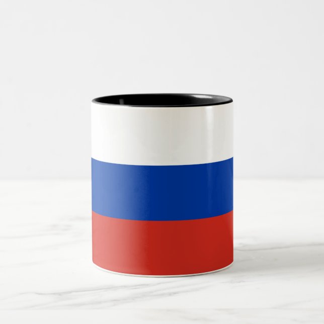 Russian Flag (Russia) Two-Tone Coffee Mug (Center)