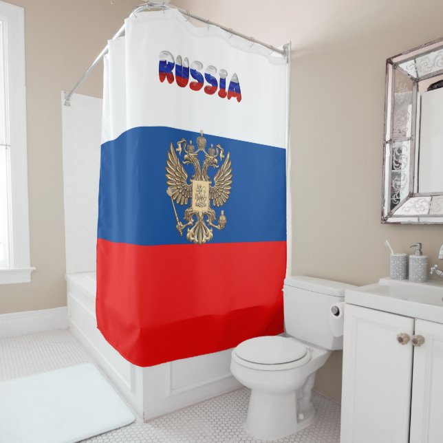 Russian flag shower curtain (In Situ)