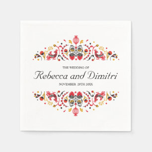 Russian Folk Art Khokhloma  Elegant Wedding Napkin