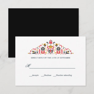 Russian Folk Art Khokhloma Formal WEDDING RSVP Card