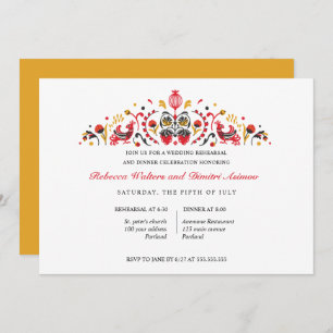 Russian Folk Art Khokhloma Rehearsal Dinner Invitation