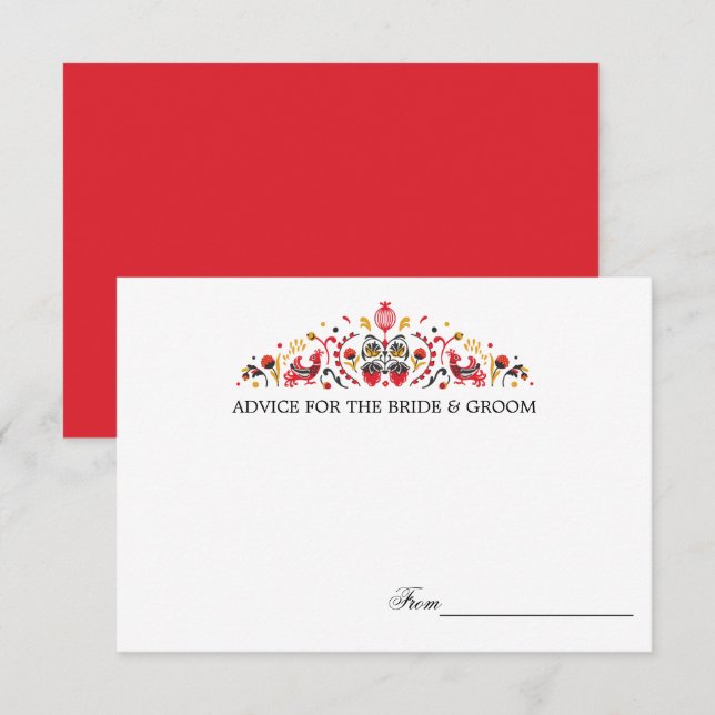 Russian  Folk Art  Khokhloma  Wedding Advice Cards (Front/Back)
