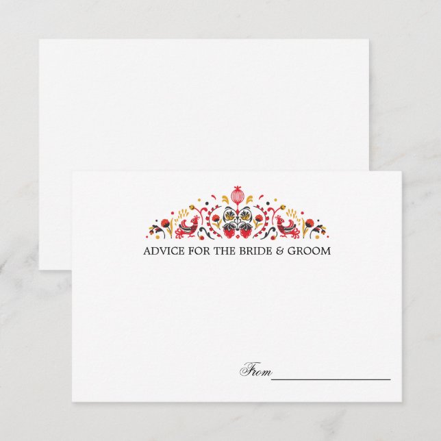 Russian  Folk Art  Khokhloma  Wedding Advice Cards (Front/Back)