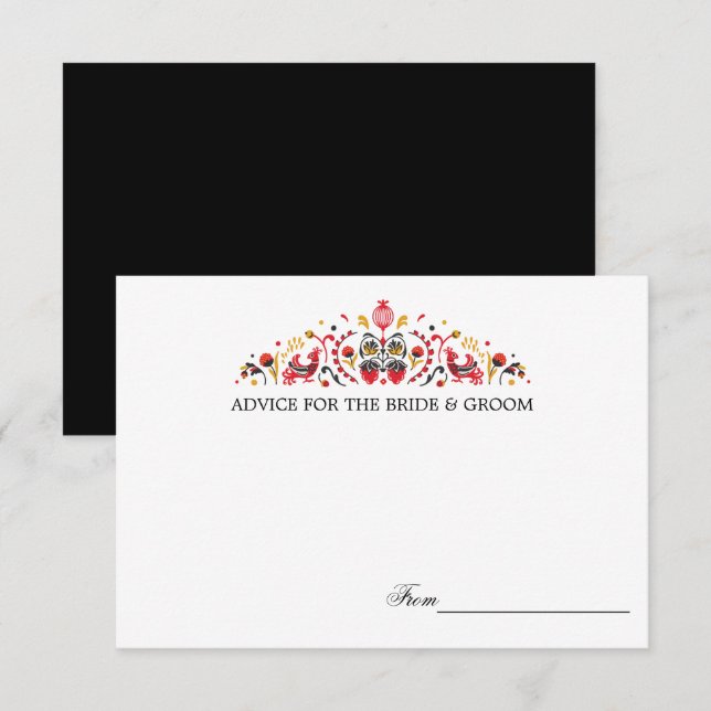 Russian  Folk Art  Khokhloma  Wedding Advice Cards (Front/Back)