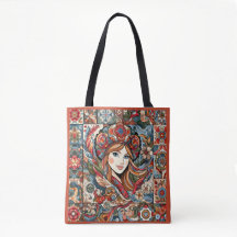 Russian Folk Art Patchwork Bohemian Chic Red Blue