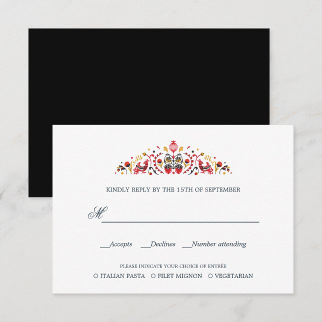 Russian Folk Art  WEDDING RSVP MEAL CHOICE (Front/Back)