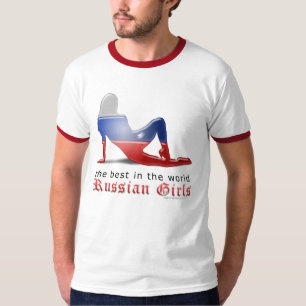 Russian Girl Silhouette Flag T-Shirt