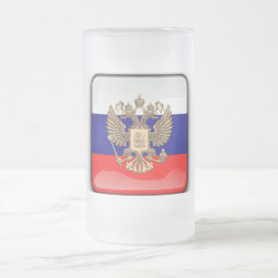 Russian glossy flag frosted glass beer mug