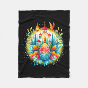 Russian Greek Byzantine Orthodox Cross He Is Risen Fleece Blanket
