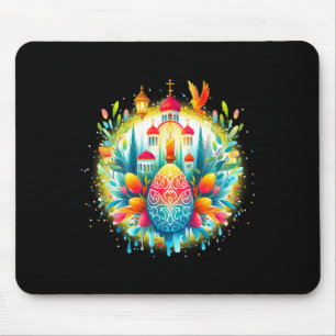 Russian Greek Byzantine Orthodox Cross He Is Risen Mouse Mat