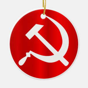 Russian Hammer and Sickle Ceramic Tree Decoration