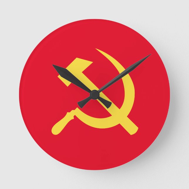 Russian Hammer and Sickle Round Wall Clock (Front)