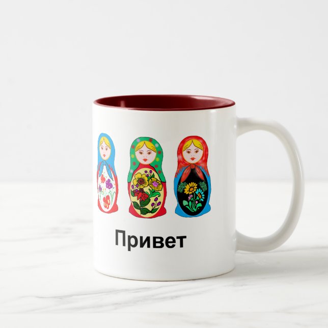 Russian Hello Goodbye Two-Tone Coffee Mug (Right)