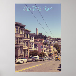Russian Hill with Coit Tower Poster