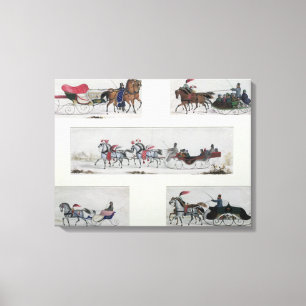 Russian Horse Drawn Sleighs Canvas Print