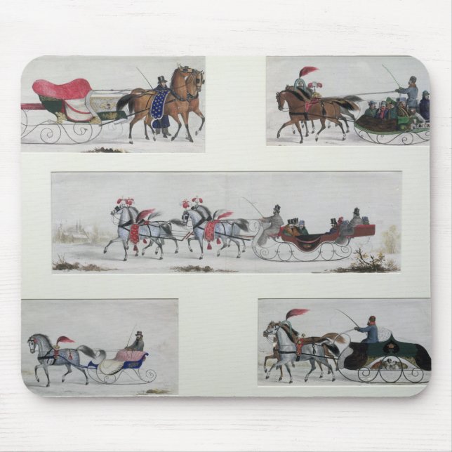 Russian Horse Drawn Sleighs Mouse Mat (Front)