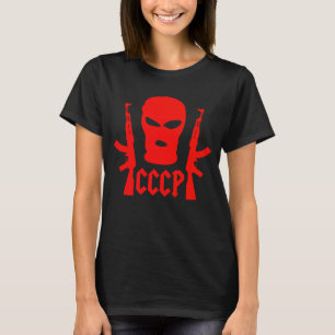 Russian Mafia Guns CCCP USSR Russian Gangster Red  T-Shirt