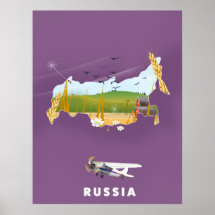 Russian Map travel poster