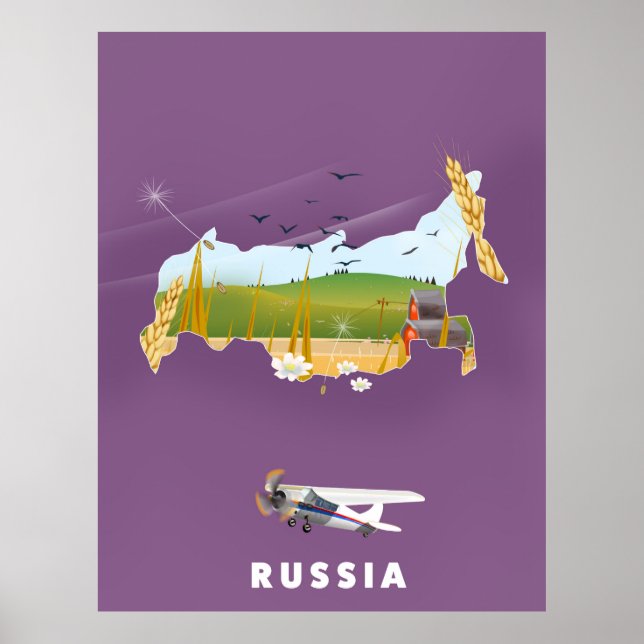 Russian Map travel poster (Front)
