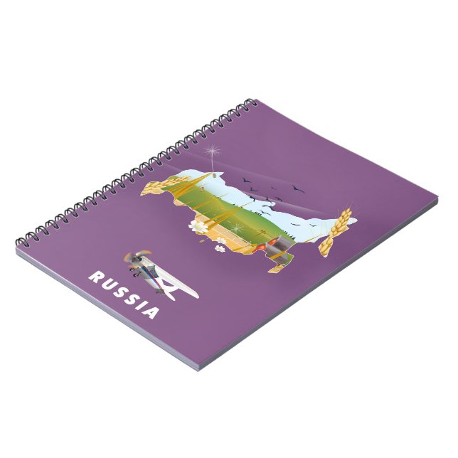 Russian Map travel poster Notebook (Left Side)