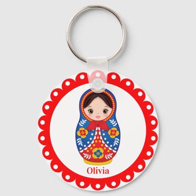 Russian Matryoshka, Nesting Babushka Doll Keychain (Front)