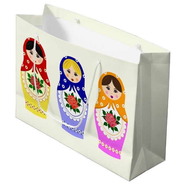 Russian matryoshka nesting dolls large gift bag (Front Angled)