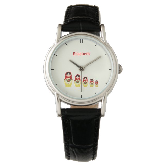 Russian matryoshka nesting dolls name watch (Front)