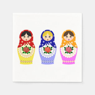 Russian matryoshka nesting dolls napkin