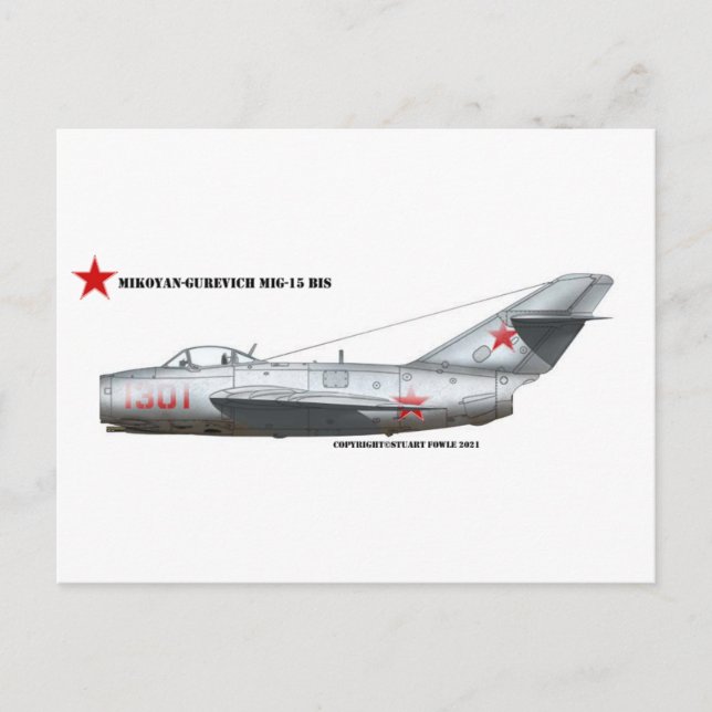 Russian Mikoyen-Gurevich MiG-15Bis Postcard (Front)