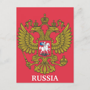 Russian national emblem postcard