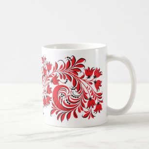 Russian national pattern mug red