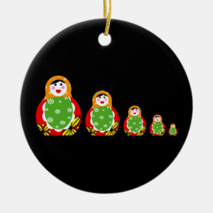 Russian nesting doll ceramic tree decoration