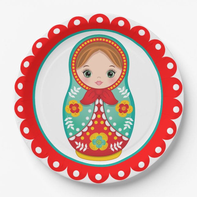 Russian Nesting Doll Matryoshka Paper Plate (Front)