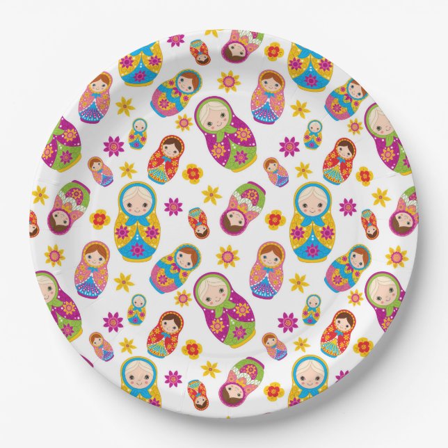 Russian Nesting Doll Matryoshka Paper Plate (Front)