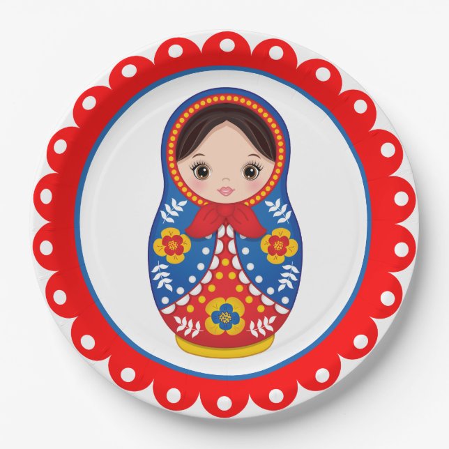 Russian Nesting Doll Matryoshka Paper Plate (Front)