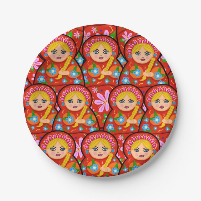 Russian Nesting Doll - Matryoshka Paper Plate (Front)